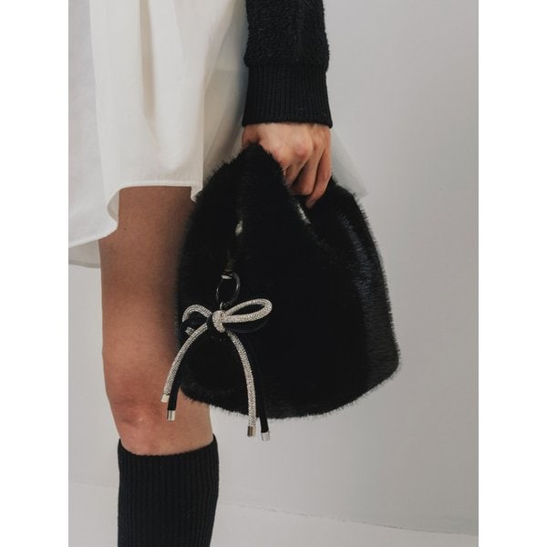 Eco fur mini bag (black)