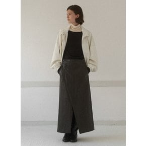 (SK-4965)UNBALANCED LEATHER MAXI SKIRT