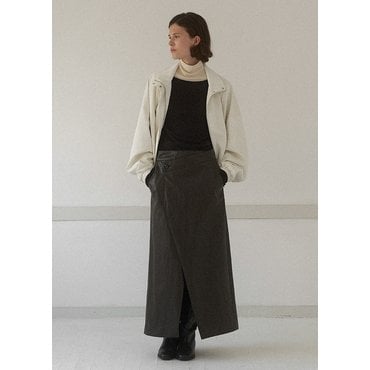 나인(Atelier Nain) (SK-4965)UNBALANCED LEATHER MAXI SKIRT