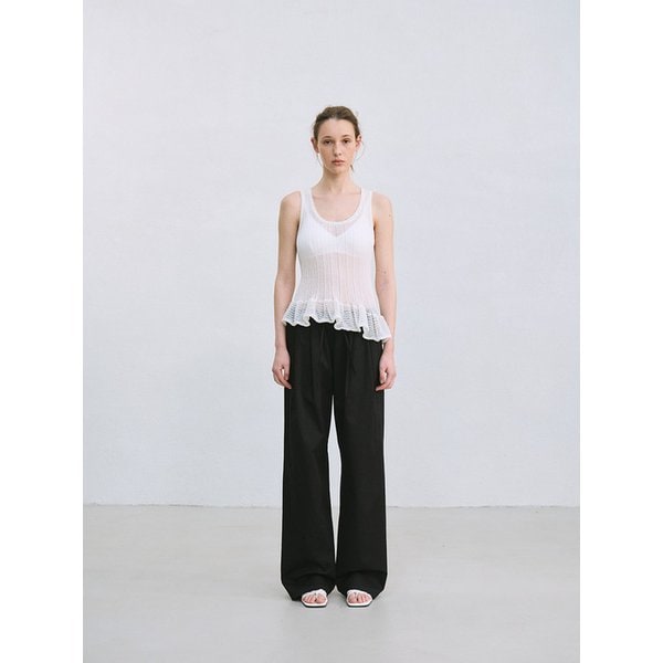 asymmetric frill knit top (white)