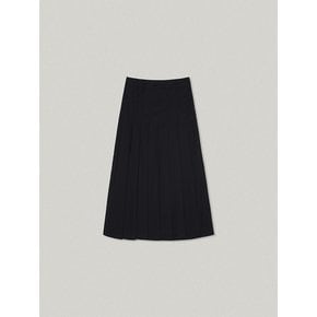 BELTED PLEATS LONG SKIRT (BLACK)