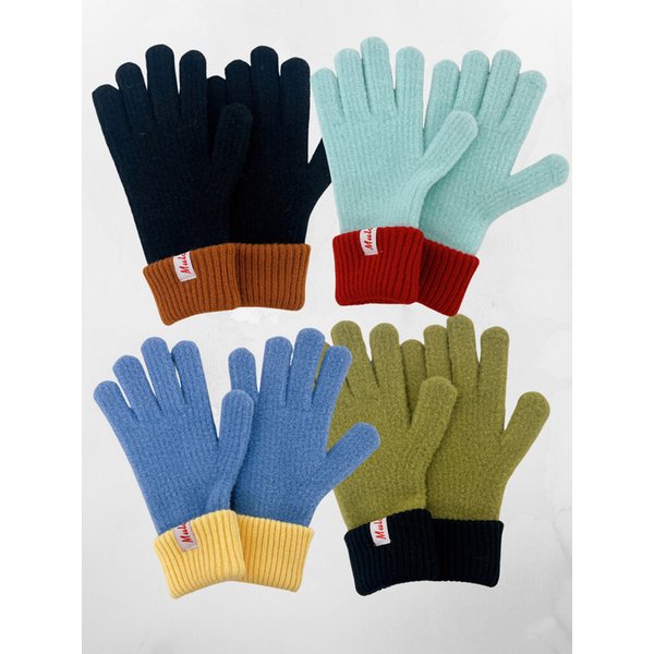 TWO-TONE KNIT GLOVES