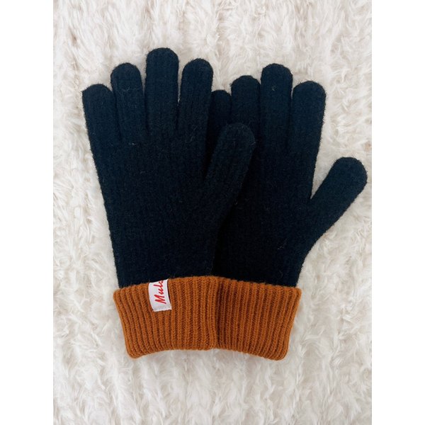 TWO-TONE KNIT GLOVES