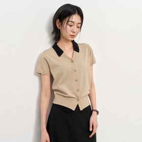 WOMAN 텐셀 카라 레이어드 하프 가디건 [BEIGE] / WBE2L04534