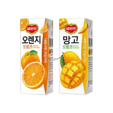 델몬트 드링크팩 2종 190ml 오렌지/ 12팩+망고/ 12팩 총24팩 주스 과즙음료