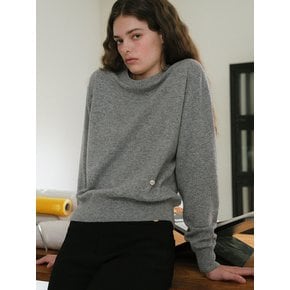 U Wool Stitch Point Crew Neck Pullover_Cloud Gray