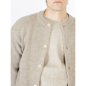 Hazzy Wool Round-neck Cardigan (Beige)