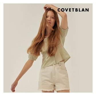 코벳블랑 [COVETBLAN] 셔링 크롭 블라우스(V214MBL203W)