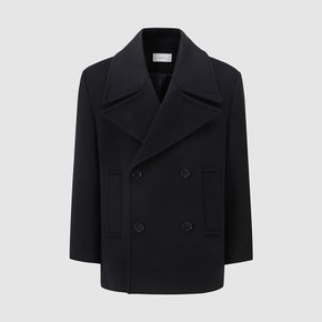 남성 울 블렌드 피코트 BLACK