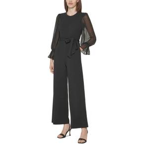 4240673 Calvin Klein Womens Crewneck Sheer Sleeves Jumpsuit