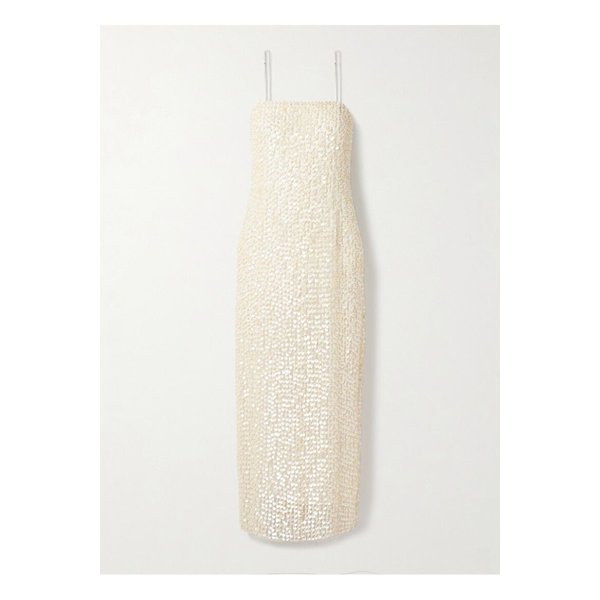 아담 립스 브리 장식 실크 오간자 미디 드레스 아이보리 1647597357387369