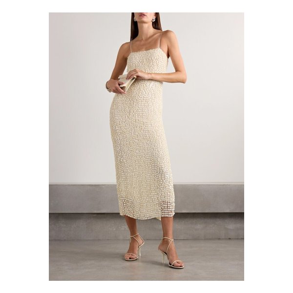 아담 립스 브리 장식 실크 오간자 미디 드레스 아이보리 1647597357387369