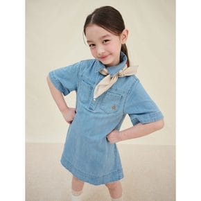 [10%][BEANPOLE KIDS] 반소매 데님 원피스  스카이 블루 (BI5371G02Q)