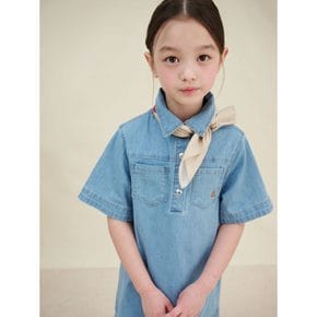 [10%][BEANPOLE KIDS] 반소매 데님 원피스  스카이 블루 (BI5371G02Q)