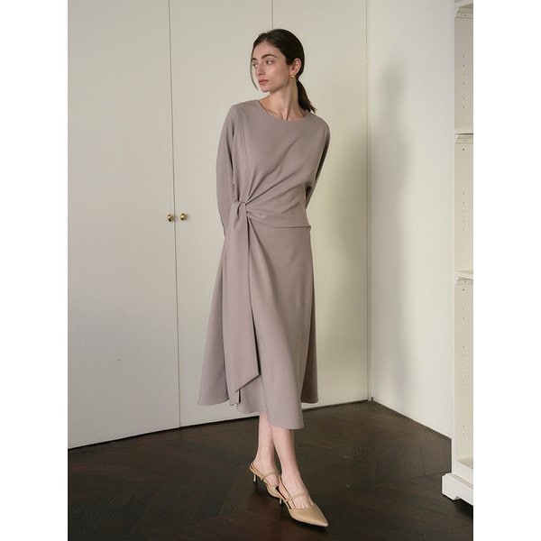 WRAP DRESS GRAY BEIGE 랩 드레스 회베이지
