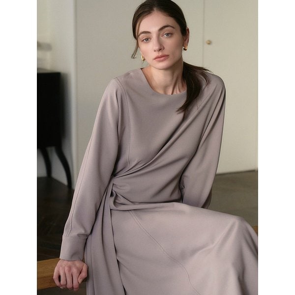 WRAP DRESS GRAY BEIGE 랩 드레스 회베이지