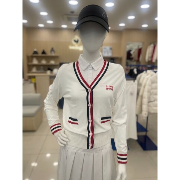 [여주점] _여성 배색 포인트 V넥 니트 가디건 GQ122LKC21 WHTE