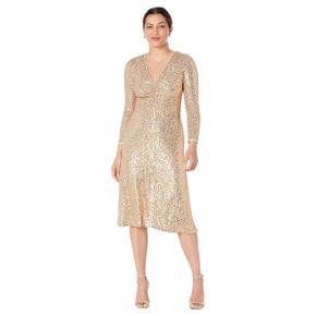 3911092 Maggy London Sequin Dress with Shirring at Waist and Slit