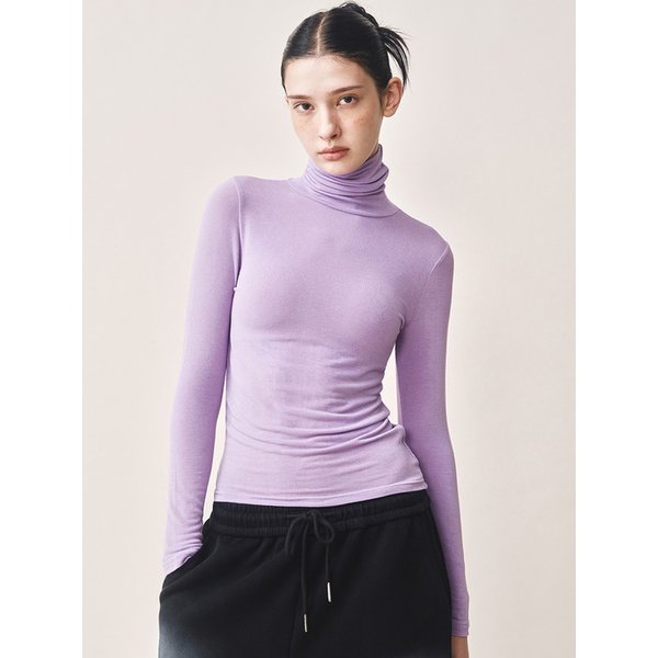 [ESSENTIAL] MINIMAL SLIM TURTLENECK TOP_PURPLE