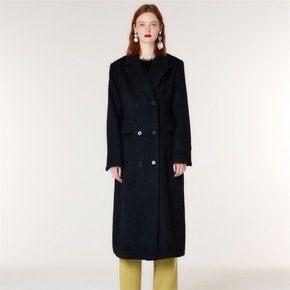 DOUBLE BREASTED SLIM WOOL COAT(BLACK)