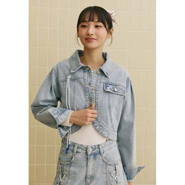 에고이스트 [BLUE LABEL] 스트링 장식 크롭 데님 자켓 (ER2ODZ01)