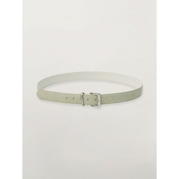 신세틱 스웨이드 스퀘어 버클 벨트_크림