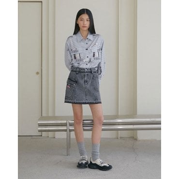 에고이스트 크롭 아웃포켓 루즈핏 프린팅 블라우스 (ER1WB260)