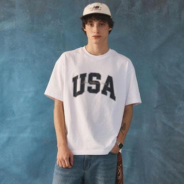 뉴발란스 남여공용 USA 클래식 반팔티 (OVER FIT) (NBNEF2A053)