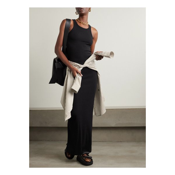 에턴 엠마 골지 스트레치 저지 맥시 스커트 블랙 1647597338536411