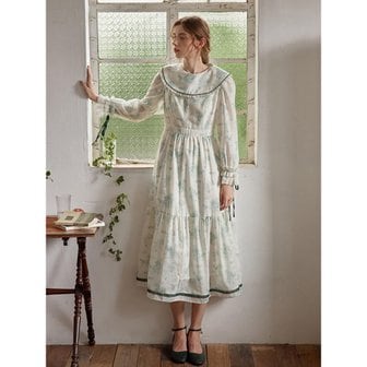 심플레트로 Anne Retro Printed White Tiered Dress