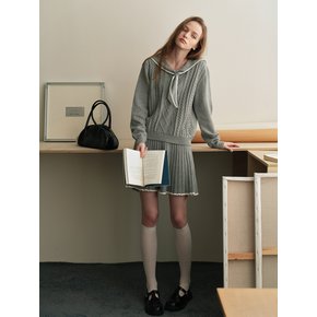 Cest_Gray knit short skirt