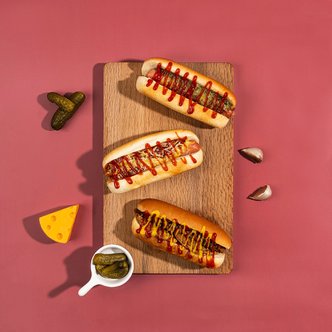  아메리칸식 맛있는 핫도그 3종 택 1 / 렐리쉬피클, 칠리치즈, 불고기디럭스