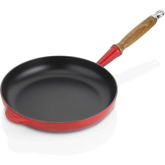  일본 르쿠르제 후라이팬0108 LECREUSET 시그니처 무쇠주물팬 큰팬과 시원한 감촉의 나무손잡이