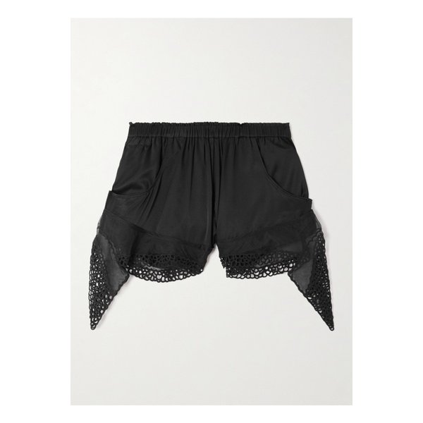 일다나 레이스 트리밍 스트레치 실크 혼방 쇼츠 블랙 46376663162944478
