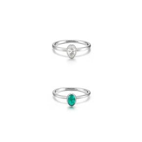 [Silver925]Emerald Oval Bezel Ring_CR0489