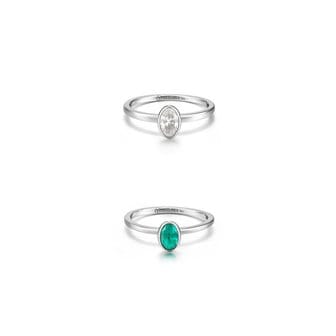 타티아나 [Silver925]Emerald Oval Bezel Ring_CR0489