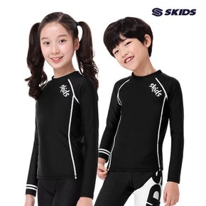 스키즈 남/여아동공용 래쉬가드 상의 블랙 수영복 키즈 주니어 SF5US5002RBK