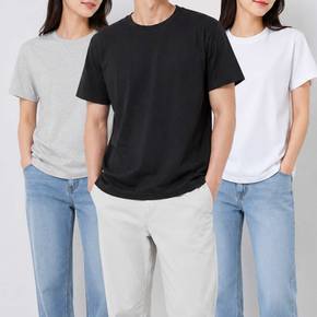 제이케이 남성 여성 순면 라운드 반팔면티 반팔티 무지 기본 티셔츠