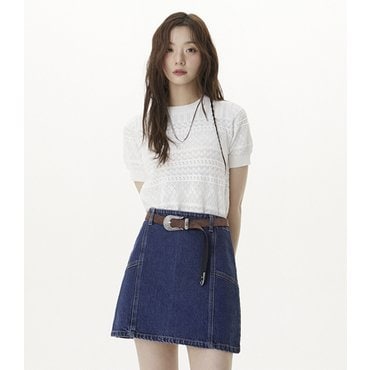 플라스틱아일랜드 스카시 조직 반팔 니트 풀오버 (PR2KH501)