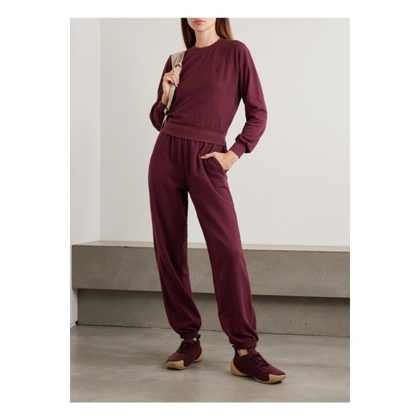 에턴 비니 자수 테이퍼드 코튼 저지 트랙 팬츠 버건디 46376663162904374