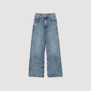 산드로 라인스톤 하트 와이드 진 Bleu jean SFPJE00579