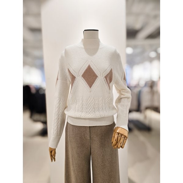 [파주점] [더아이잗컬렉션]울 블레드 하프넥 아가일 니트 CRBA1PO761