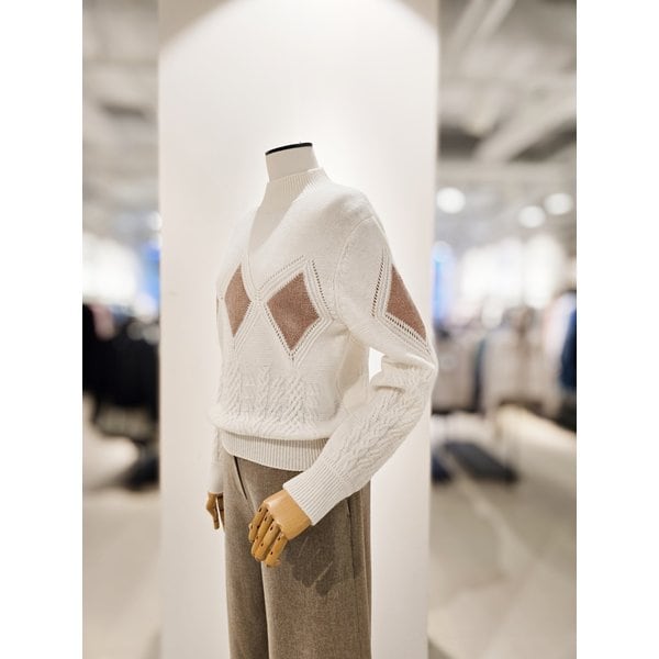 [파주점] [더아이잗컬렉션]울 블레드 하프넥 아가일 니트 CRBA1PO761
