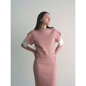 Warmth crop knit vest - pink