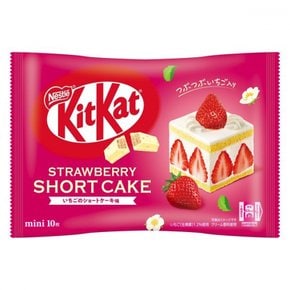 네슬레 킷캣 KitKat 미니 스트로베리 쇼트케이크 맛 10개 팩 3봉지 재패니즈 초콜릿 개별 포장