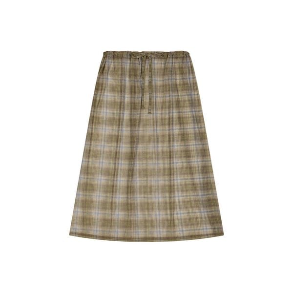 CHECK SHEER STRAP WRAP SKIRT, YELLOW