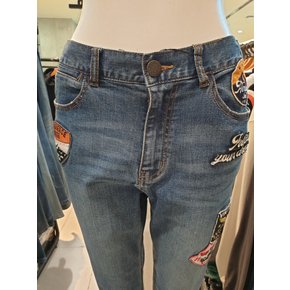 지프 뒤허리밴딩 와펜 배기데님 바지 JL2DPF716 1