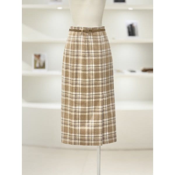 [여주점] 여성 체크 미디 스커트 (L254MSD041)
