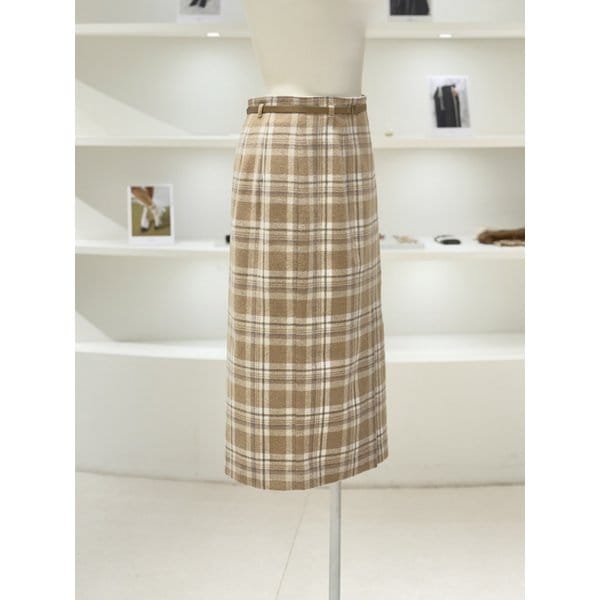 [여주점] 여성 체크 미디 스커트 (L254MSD041)