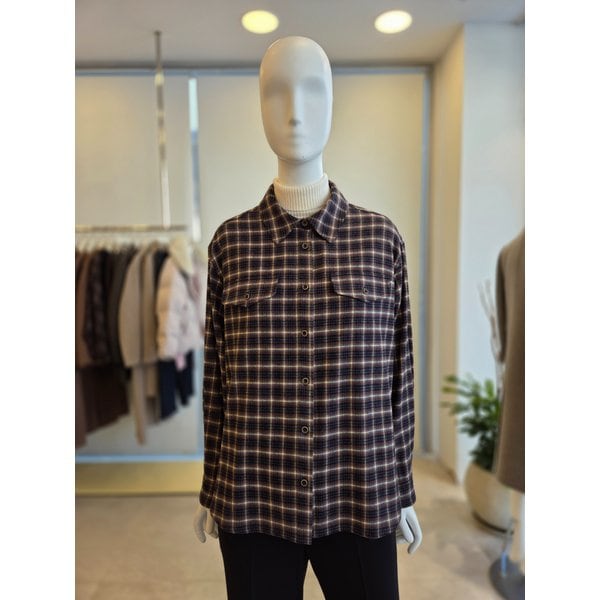 [여주점] [더 아이잗] 여성 체크 포켓 셔츠 블라우스(IRBM0BL701)